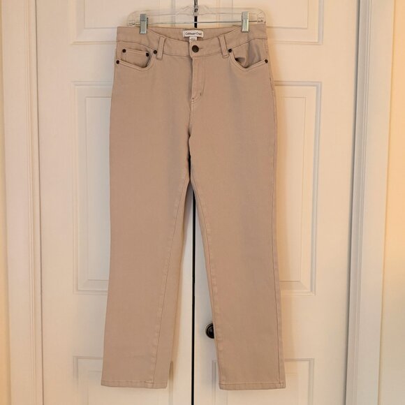 Coldwater Creek Knit Denim Jeans, Stone color, 10 Petite - Picture 1 of 5
